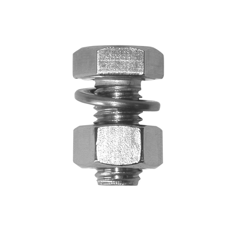 Boulon mécanique Inox avec rondelle grower et écrou M12 x 25 mm